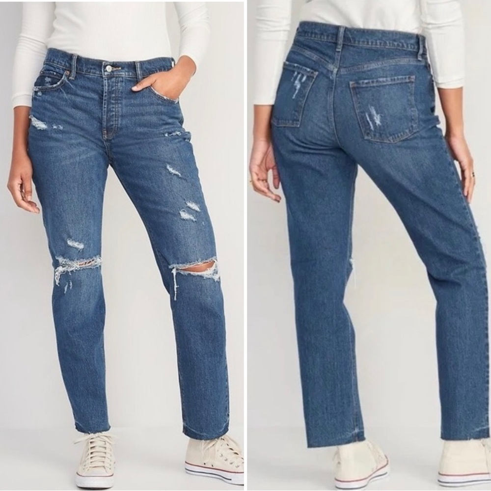 Old Navy High-Rise Slouchy Straight Secret Slim Pockets Jeans, Size 14P